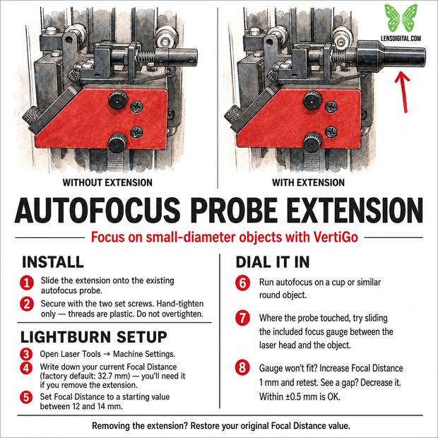 VertiGo Autofocus Probe Extension with Focal Gauge - Focus on Small Diameter Cups & Tumblers
